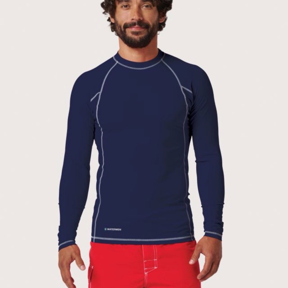 Watermen Long Sleeve Classic Rashguard Medium HandMade USA Navy Blue